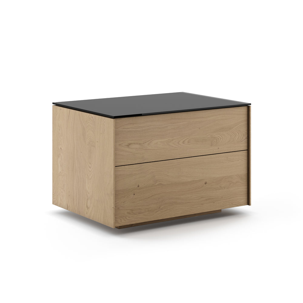 AVITA NIGHT TABLE, 2 DRAWERS WITH GLASS TOP