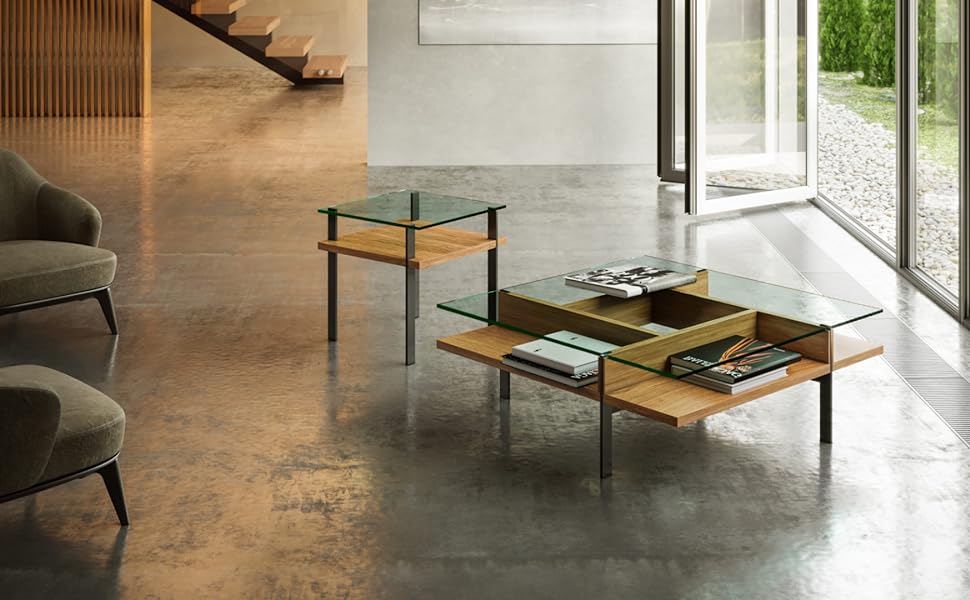 Terrace 1152 Modern Rectangular Glass Coffee Table