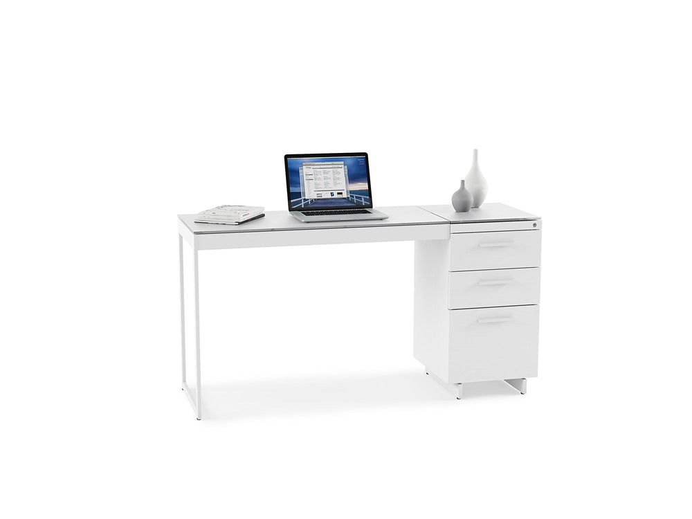 Office Centro 6402 White Desk Return + Cabinet