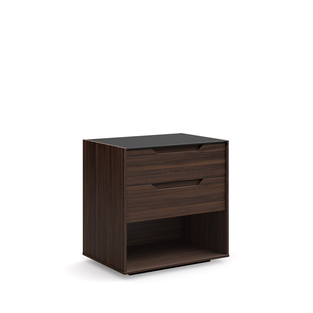 ALEXIA NIGHT TABLE, 2 DRAWERS WITH GLASS TOP