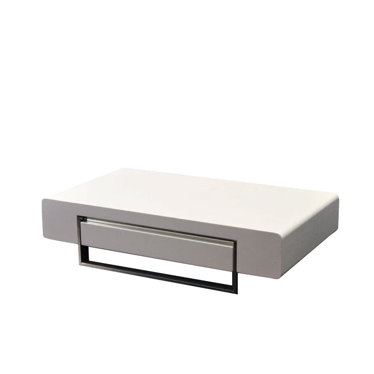Modern White Lacquer Coffee Table with Drawer Storage