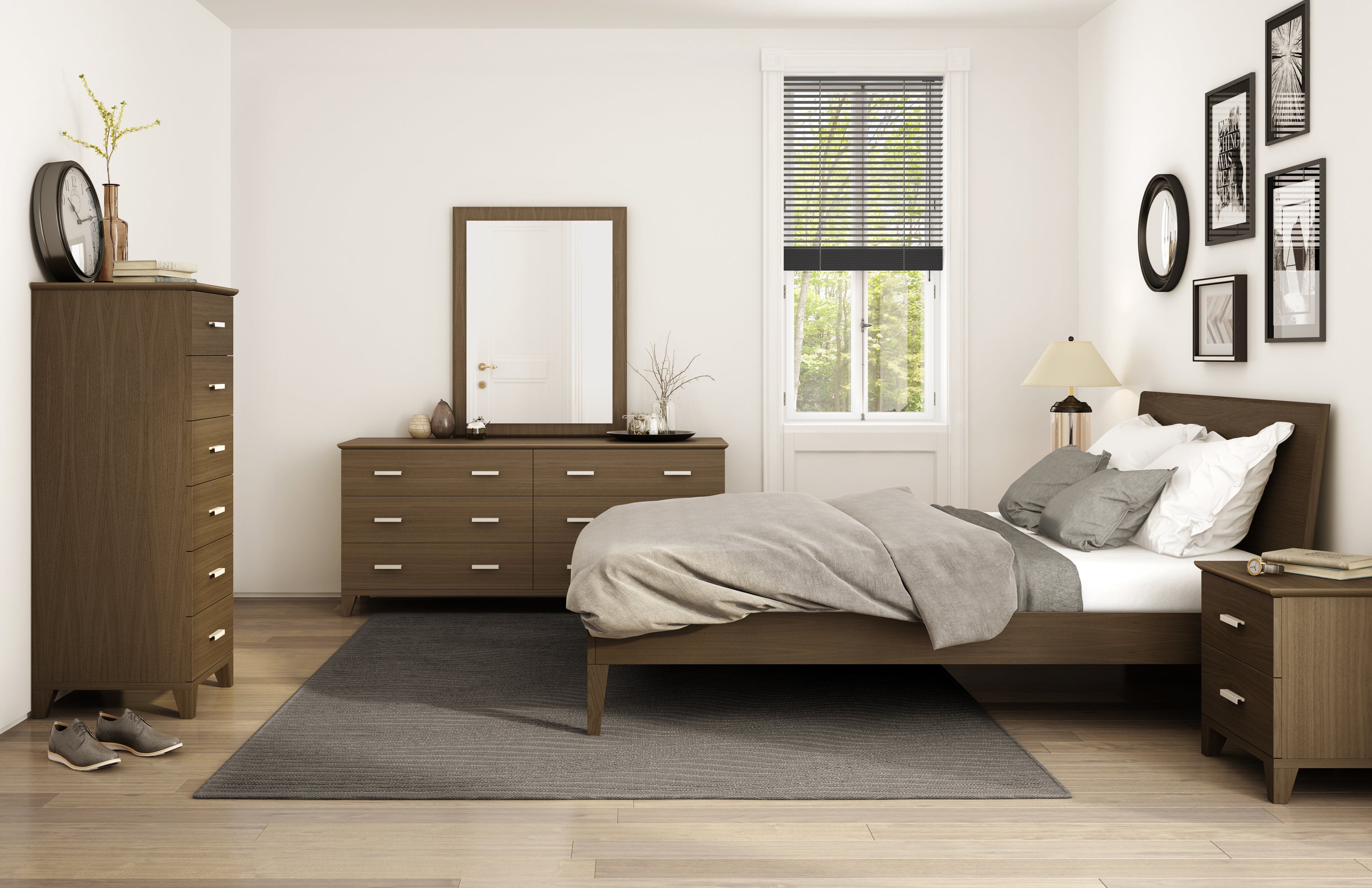 Sapporo Bed with Wood Headboard