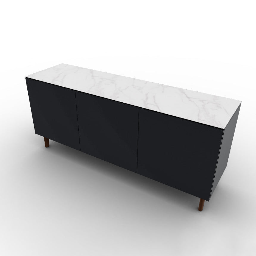 CS6096-1A UNIVERSAL Frame P15 lacq. MATT BLACK Door P15 lacq. MATT BLACK Top P9C ceramic (g) SILK WHITE MARBLE Base P201 ash. WALNUT