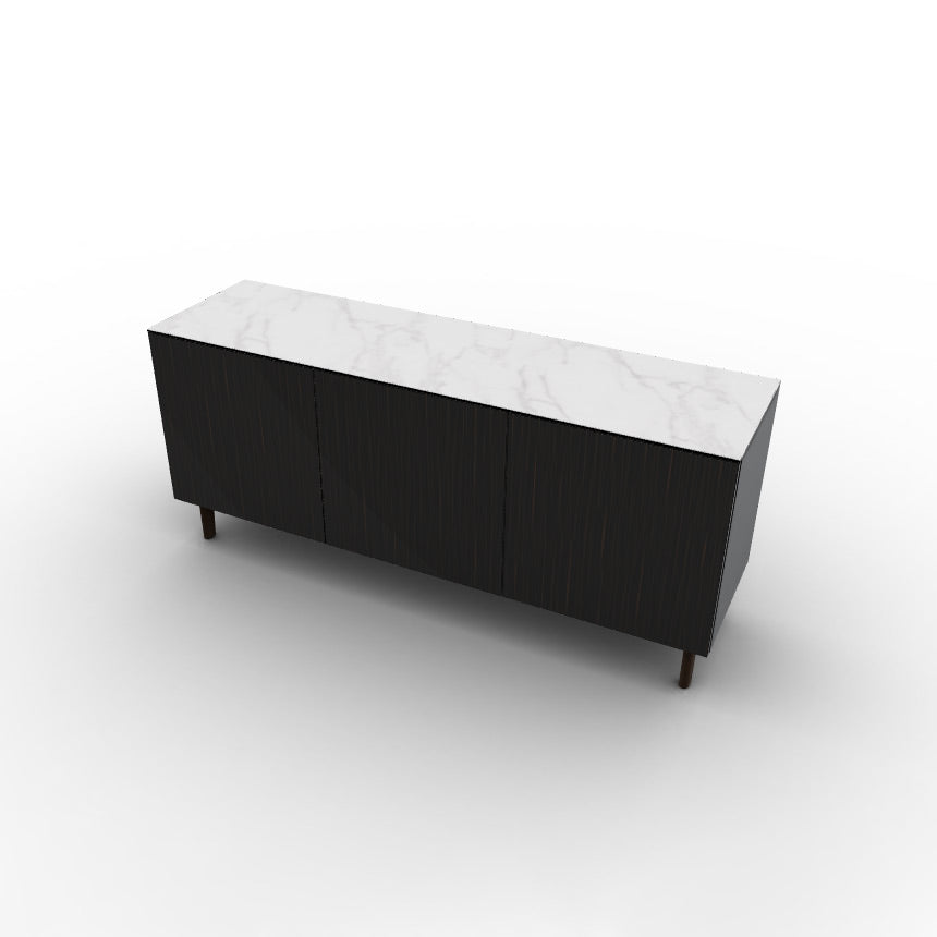 CS6096-1A UNIVERSAL Frame P15 lacq. MATT BLACK Door P87W ven.fin. EBONY Top P9C ceramic (g) SILK WHITE MARBLE Base P12 ash. SMOKE