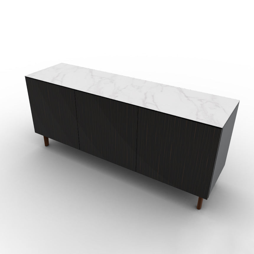 CS6096-1A UNIVERSAL Frame P15 lacq. MATT BLACK Door P87W ven.fin. EBONY Top P9C ceramic (g) SILK WHITE MARBLE Base P201 ash. WALNUT