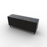 CS6096-1A UNIVERSAL Frame P15 lacq. MATT BLACK Door P87W ven.fin. EBONY Top P18C ceramic (g) CALACATTA BLACK MARBLE Base P201 ash. WALNUT