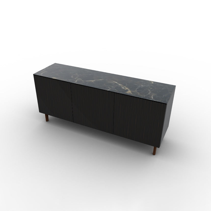 CS6096-1A UNIVERSAL Frame P15 lacq. MATT BLACK Door P87W ven.fin. EBONY Top P18C ceramic (g) CALACATTA BLACK MARBLE Base P201 ash. WALNUT