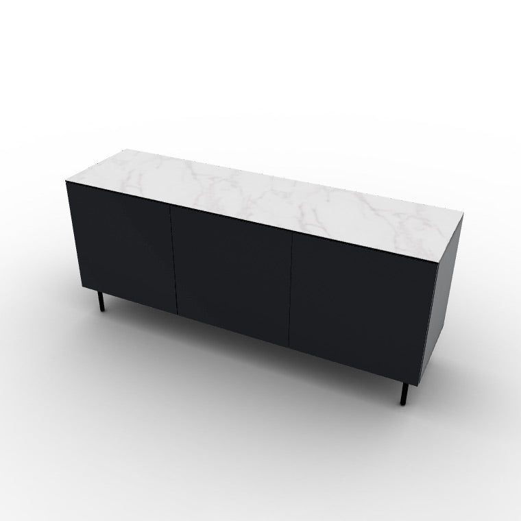 CS6096-1B UNIVERSAL Frame P15 lacq. MATT BLACK Door P15 lacq. MATT BLACK Top P9C ceramic (g) SILK WHITE MARBLE Base P15 met. MATT BLACK