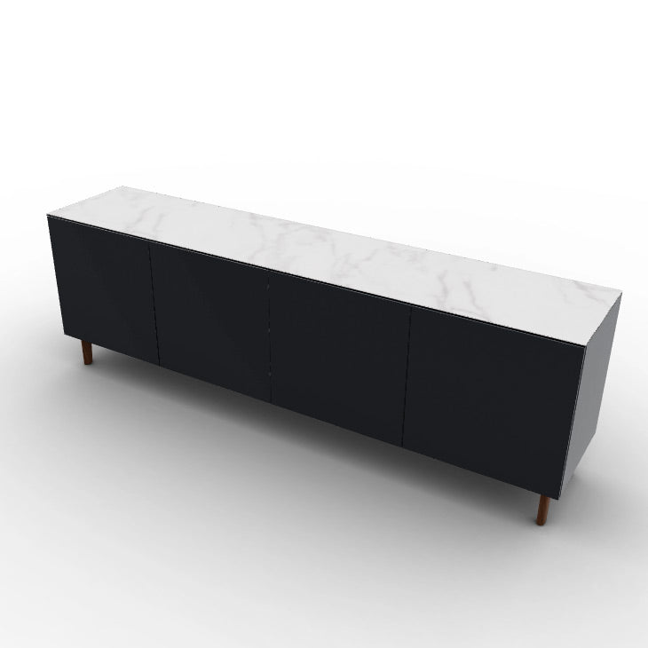 CS6096-2A UNIVERSAL Frame P15 lacq. MATT BLACK Door P15 lacq. MATT BLACK Top P9C ceramic (g) SILK WHITE MARBLE Base P201 ash. WALNUT