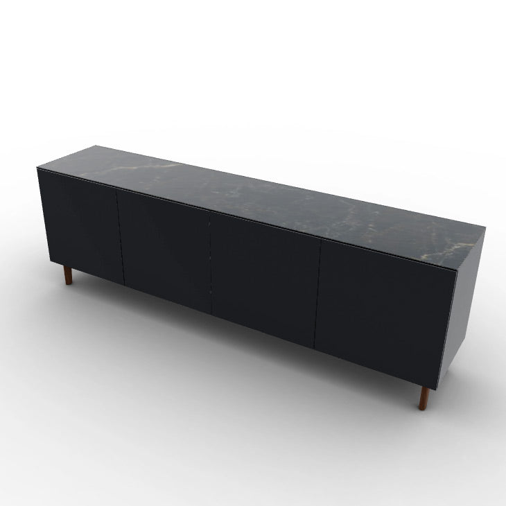 CS6096-2A UNIVERSAL Frame P15 lacq. MATT BLACK Door P15 lacq. MATT BLACK Top P18C ceramic (g) CALACATTA BLACK MARBLE Base P201 ash. WALNUT