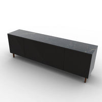 CS6096-2A UNIVERSAL Frame P15 lacq. MATT BLACK Door P87W ven.fin. EBONY Top P18C ceramic (g) CALACATTA BLACK MARBLE Base P201 ash. WALNUT
