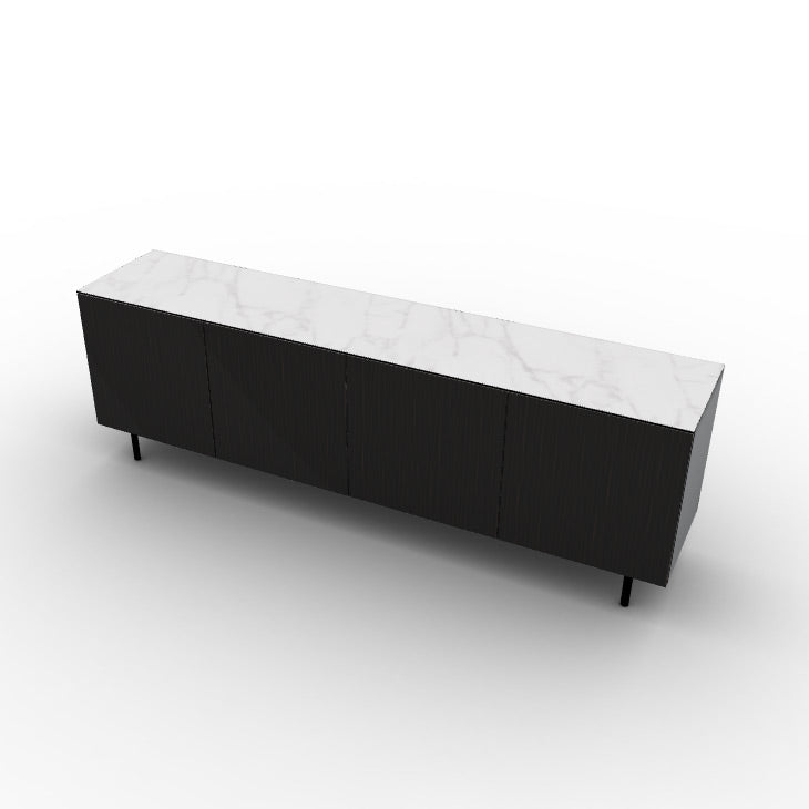 CS6096-2B UNIVERSAL Frame P15 lacq. MATT BLACK Door P87W ven.fin. EBONY Top P9C ceramic (g) SILK WHITE MARBLE Base P15 met. MATT BLACK
