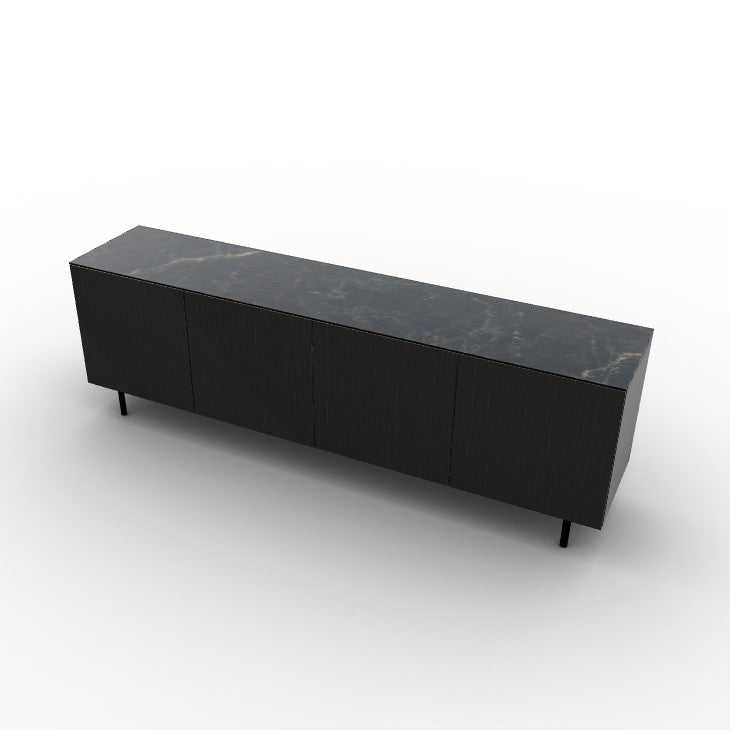 CS6096-2B UNIVERSAL Frame P15 lacq. MATT BLACK Door P87W ven.fin. EBONY Top P18C ceramic (g) CALACATTA BLACK MARBLE Base P15 met. MATT BLACK
