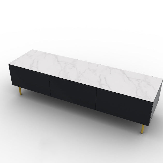 CS6096-3B UNIVERSAL Frame P15 lacq. MATT BLACK Doors/drawers P15 lacq. MATT BLACK Top P9C ceramic (g) SILK WHITE MARBLE Base P175 met. POLISHED BRASS