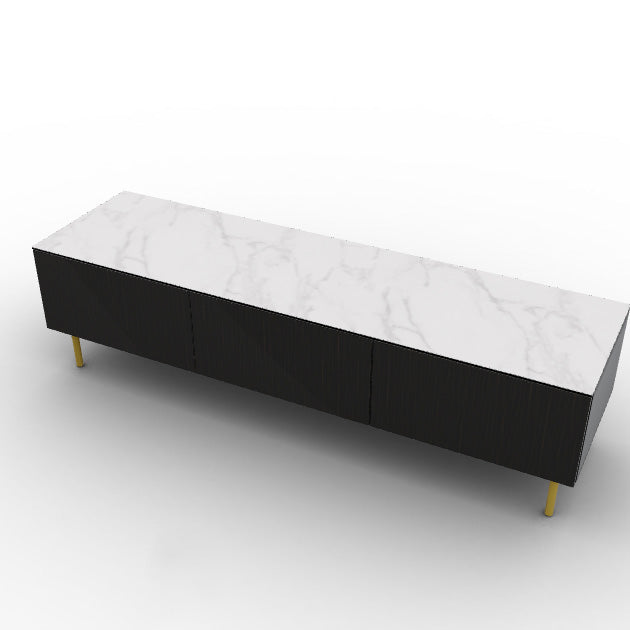 CS6096-3B UNIVERSAL Frame P15 lacq. MATT BLACK Doors/drawers P87W ven.fin. EBONY Top P9C ceramic (g) SILK WHITE MARBLE Base P175 met. POLISHED BRASS