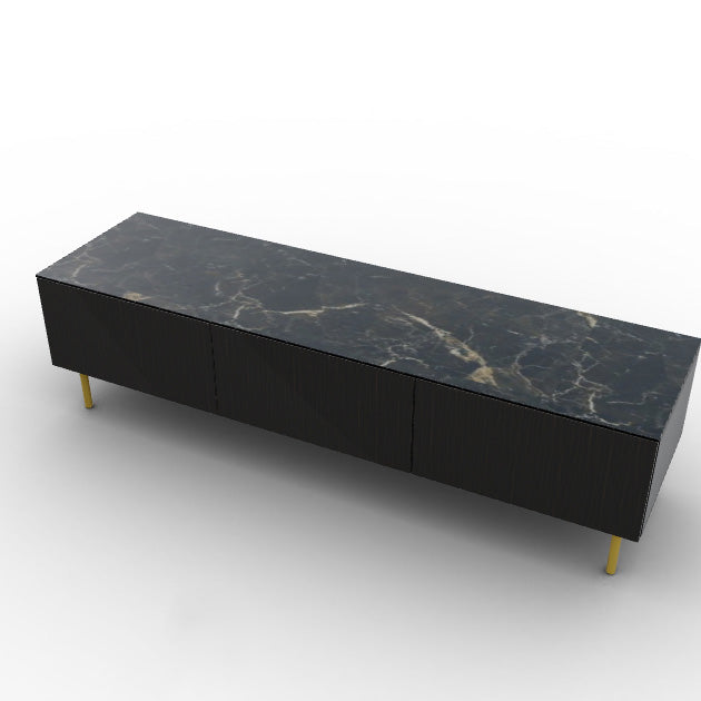 CS6096-3B UNIVERSAL Frame P15 lacq. MATT BLACK Doors/drawers P87W ven.fin. EBONY Top P18C ceramic (g) CALACATTA BLACK MARBLE Base P175 met. POLISHED BRASS