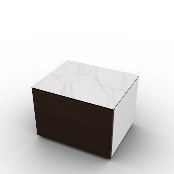 CS6096-4A UNIVERSAL Frame P94 lacq. MATT OPTIC WHITE Drawer P12 ven.fin. SMOKE Top P9C ceramic (g) SILK WHITE MARBLE