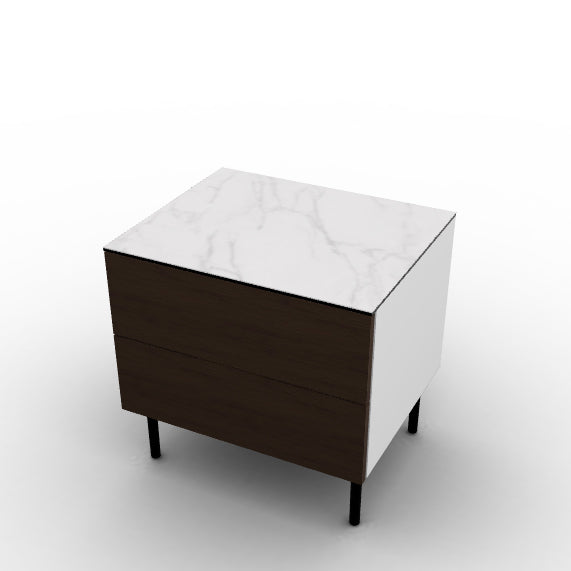 CS6096-4B UNIVERSAL Frame P94 lacq. MATT OPTIC WHITE Drawer P12 ven.fin. SMOKE Top P9C ceramic (g) SILK WHITE MARBLE Base P15 met. MATT BLACK