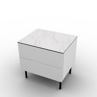 CS6096-4B UNIVERSAL Frame P94 lacq. MATT OPTIC WHITE Drawer P94 lacq. MATT OPTIC WHITE Top P9C ceramic (g) SILK WHITE MARBLE Base P15 met. MATT BLACK