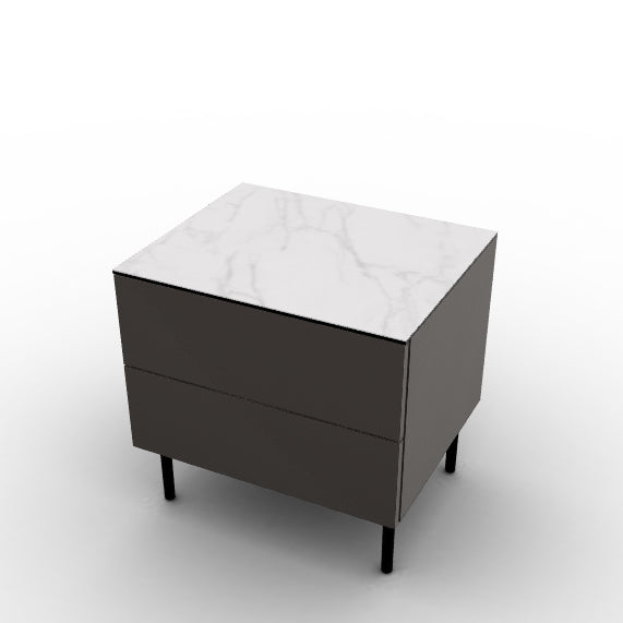 CS6096-4B UNIVERSAL Frame P176 lacq. MATT TAUPE Drawer P176 lacq. MATT TAUPE Top P9C ceramic (g) SILK WHITE MARBLE Base P15 met. MATT BLACK