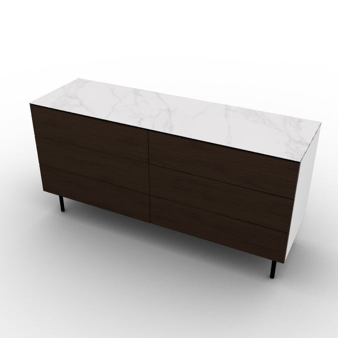 CS6096-5B UNIVERSAL Frame P94 lacq. MATT OPTIC WHITE Drawer P12 ven.fin. SMOKE Top P9C ceramic (g) SILK WHITE MARBLE Base P15 met. MATT BLACK