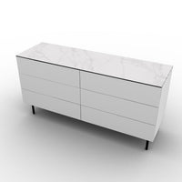 CS6096-5B UNIVERSAL Frame P94 lacq. MATT OPTIC WHITE Drawer P94 lacq. MATT OPTIC WHITE Top P9C ceramic (g) SILK WHITE MARBLE Base P15 met. MATT BLACK