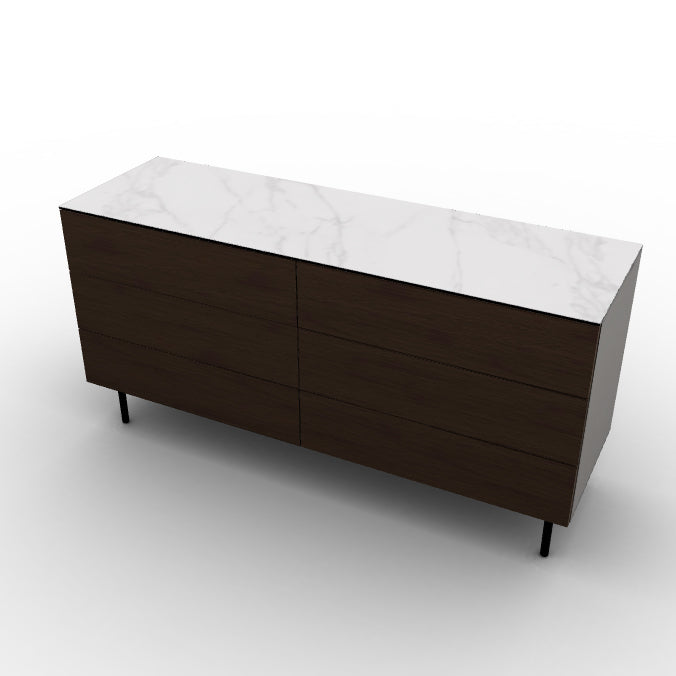 CS6096-5B UNIVERSAL Frame P176 lacq. MATT TAUPE Drawer P12 ven.fin. SMOKE Top P9C ceramic (g) SILK WHITE MARBLE Base P15 met. MATT BLACK