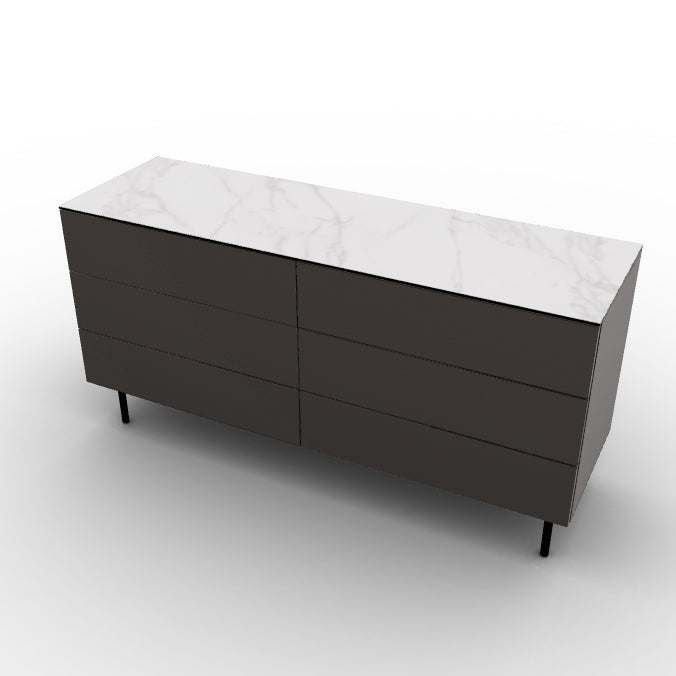 CS6096-5B UNIVERSAL Frame P176 lacq. MATT TAUPE Drawer P176 lacq. MATT TAUPE Top P9C ceramic (g) SILK WHITE MARBLE Base P15 met. MATT BLACK