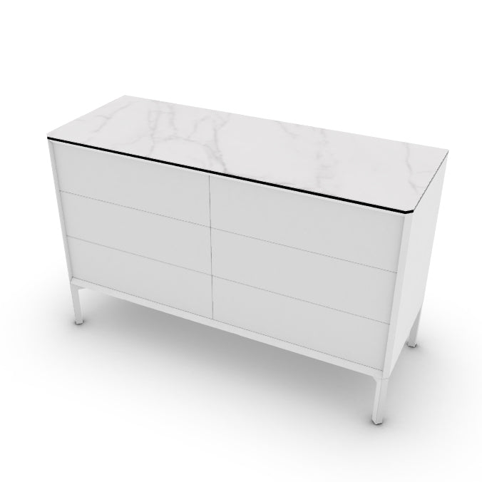 CS6075-6 YORK Frame P94 lacq. MATT OPTIC WHITE Drawer P94 lacq. MATT OPTIC WHITE Top P9C ceramic SILK WHITE MARBLE Base P94 met. MATT OPTIC WHITE