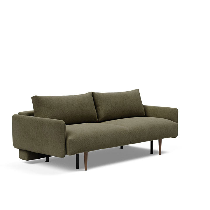 Frode Sofa with Upholstered Arms Dark Wood (Full)