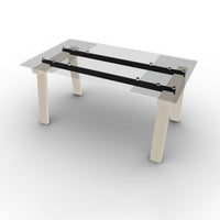 CS4091-R 160 LEVANTE Legs P02 bch. BLEACHED BEECH Rails P16 met. MATT GREY Top and extension GTR temp.glass TRANSPARENT