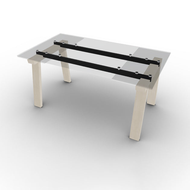 CS4091-R 160 LEVANTE Legs P02 bch. BLEACHED BEECH Rails P16 met. MATT GREY Top and extension GTR temp.glass TRANSPARENT