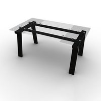 CS4091-R 160 LEVANTE Legs P132 bch. GRAPHITE Rails P16 met. MATT GREY Top and extension GTR temp.glass TRANSPARENT