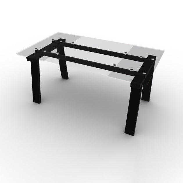 CS4091-R 160 LEVANTE Legs P132 bch. GRAPHITE Rails P16 met. MATT GREY Top and extension GTR temp.glass TRANSPARENT