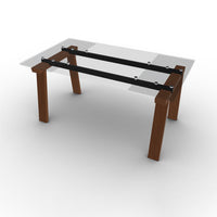 CS4091-R 160 LEVANTE Legs P201 bch. WALNUT Rails P16 met. MATT GREY Top and extension GTR temp.glass TRANSPARENT