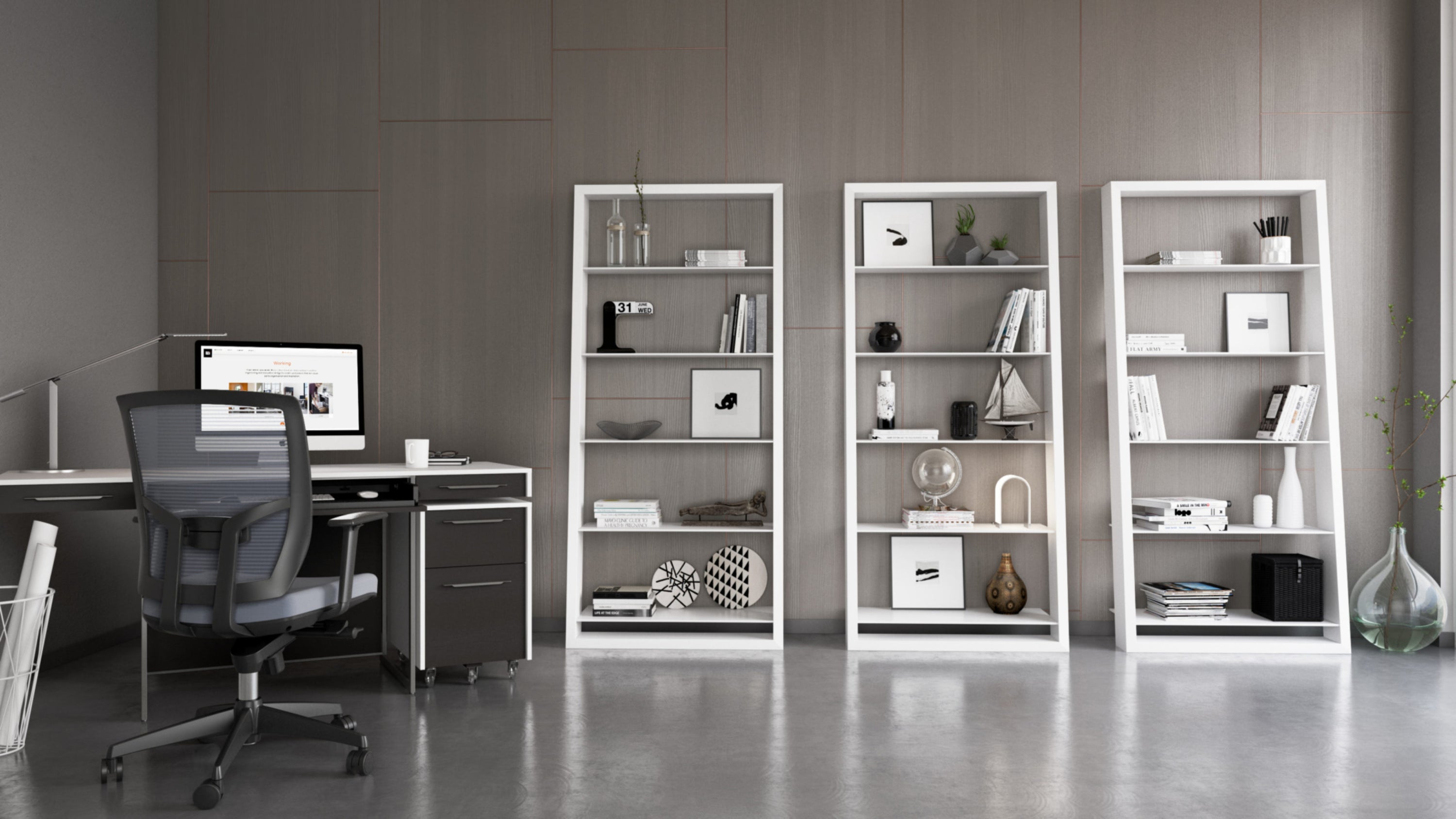 Eileen Blanc 5157 White Leaning Glass Shelf